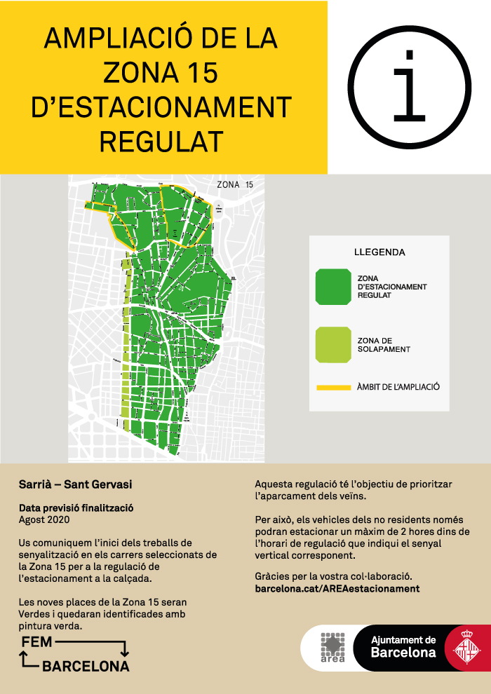 Ampliació de l’estacionament regulat al Districte de Sarrià – Sant Gervasi 
