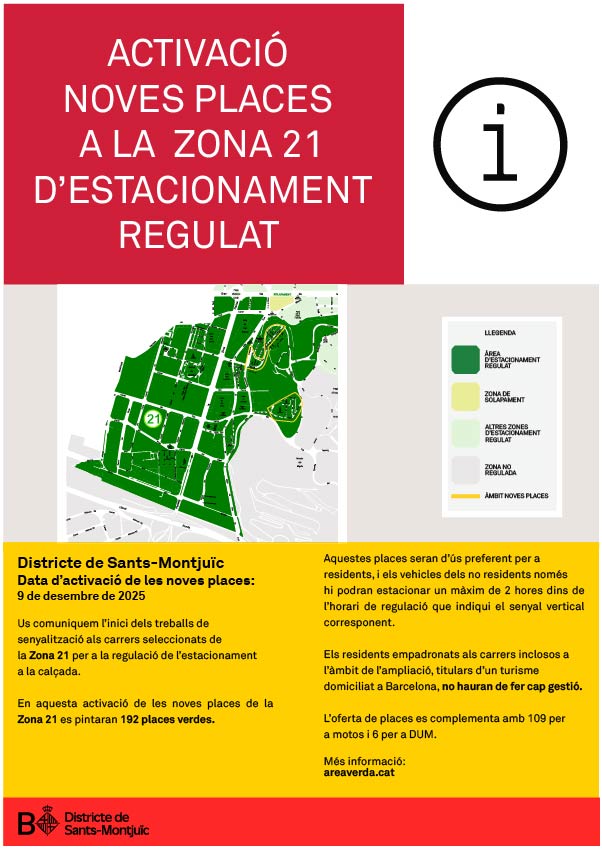 Activation of new parking spaces in Regulated Parking Zone 21