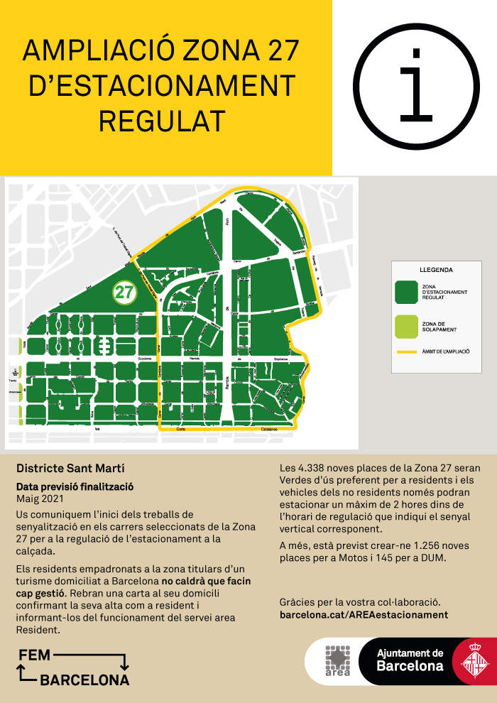 Ampliació de l’estacionament regulat al Districte de Sant Martí