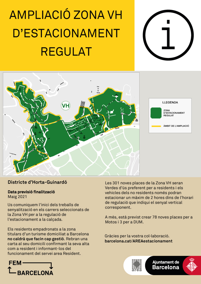 Ampliació de l’estacionament regulat al Districte d’Horta-Guinardó