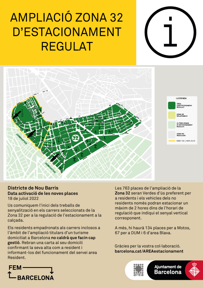 Ampliació de la zona d’estacionament regulat al Districte de Nou Barris