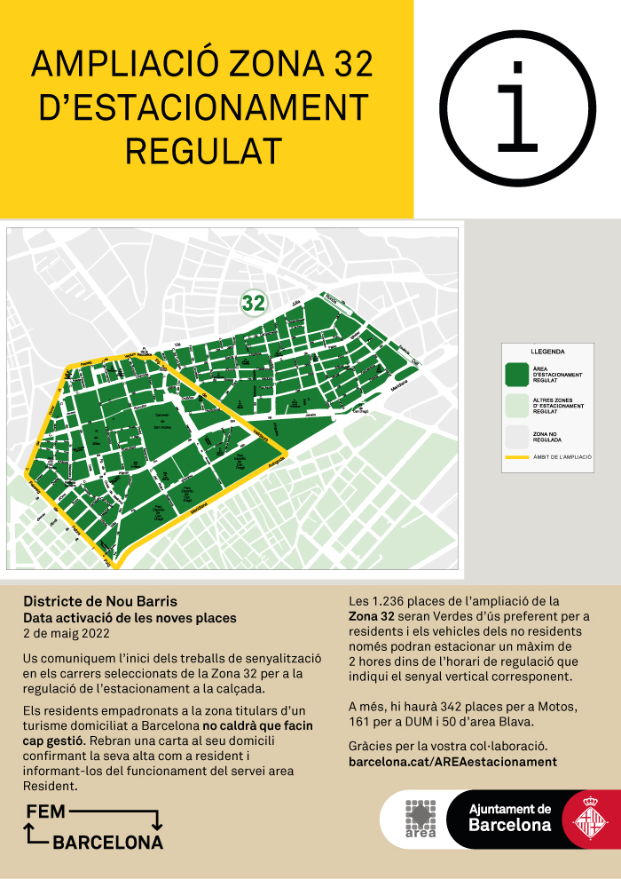 Ampliació de la zona d’estacionament regulat al Districte de Nou Barris