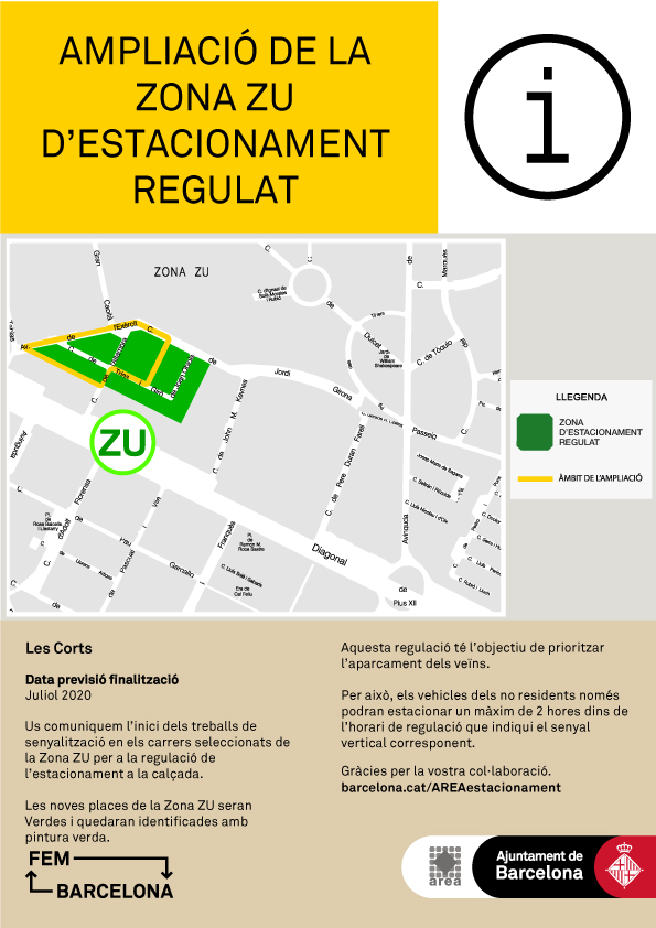 Ampliació de l’estacionament regulat al Districte de Les Corts 
